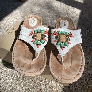 Clark white sandals size 9.5